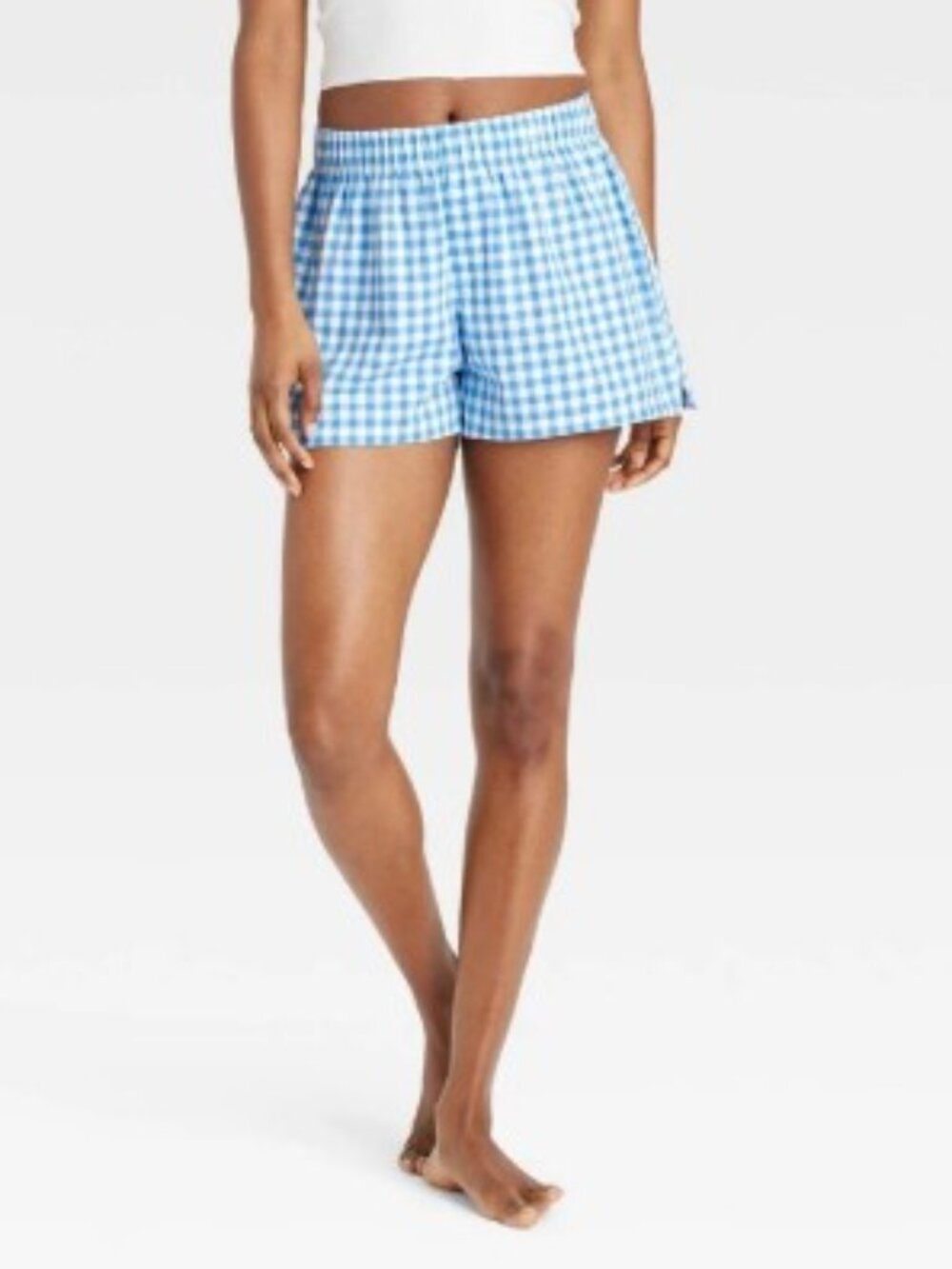 Colsie Blue and White Gingham Cotton Boxer Shorts